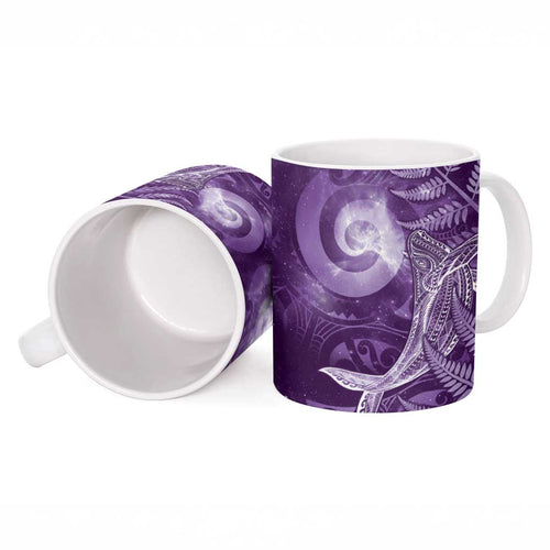 New Zealand Matariki Ceramic Mug Maori Koru With Humpback Whale Purple