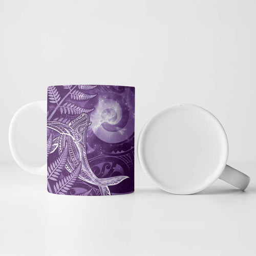 New Zealand Matariki Ceramic Mug Maori Koru With Humpback Whale Purple