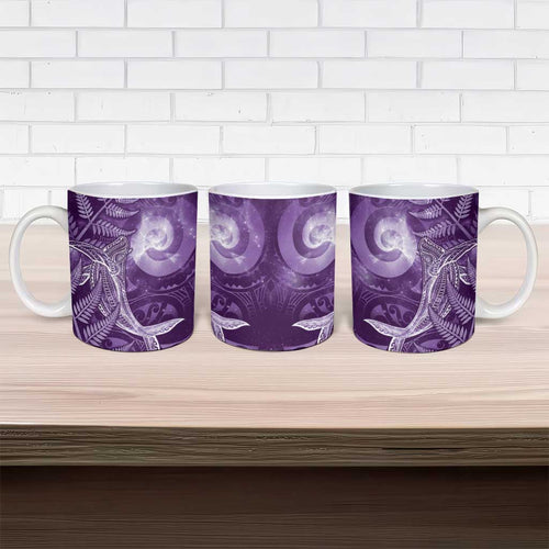 New Zealand Matariki Ceramic Mug Maori Koru With Humpback Whale Purple
