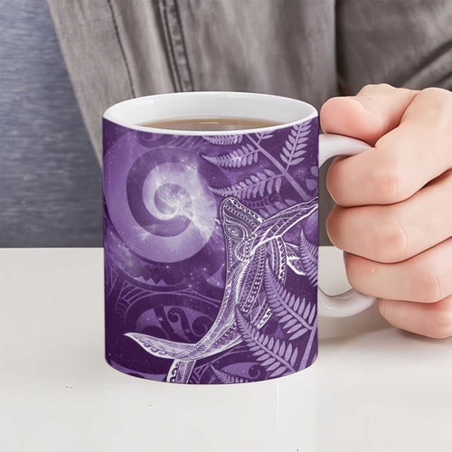 New Zealand Matariki Ceramic Mug Maori Koru With Humpback Whale Purple