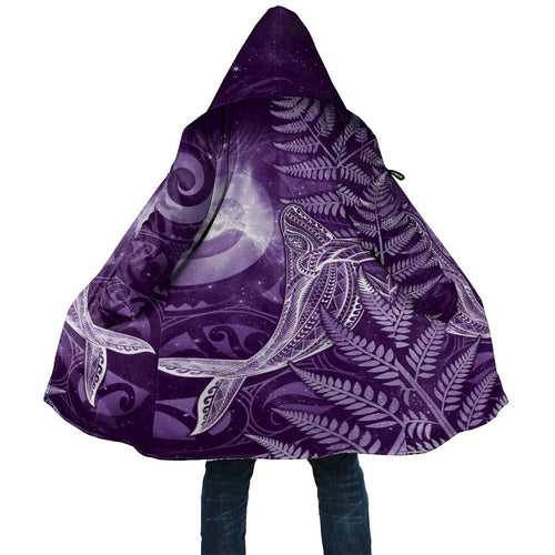 New Zealand Matariki Cloak Maori Koru With Humpback Whale Purple