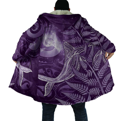 New Zealand Matariki Cloak Maori Koru With Humpback Whale Purple