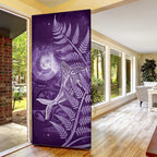 New Zealand Matariki Door Cover Maori Koru With Humpback Whale Purple
