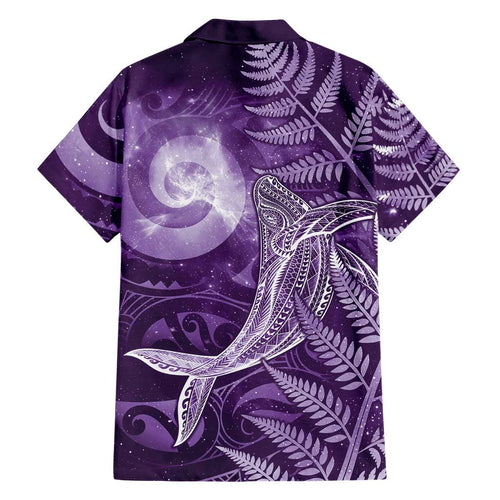 New Zealand Matariki Family Matching Long Sleeve Bodycon Dress and Hawaiian Shirt Maori Koru With Humpback Whale Purple