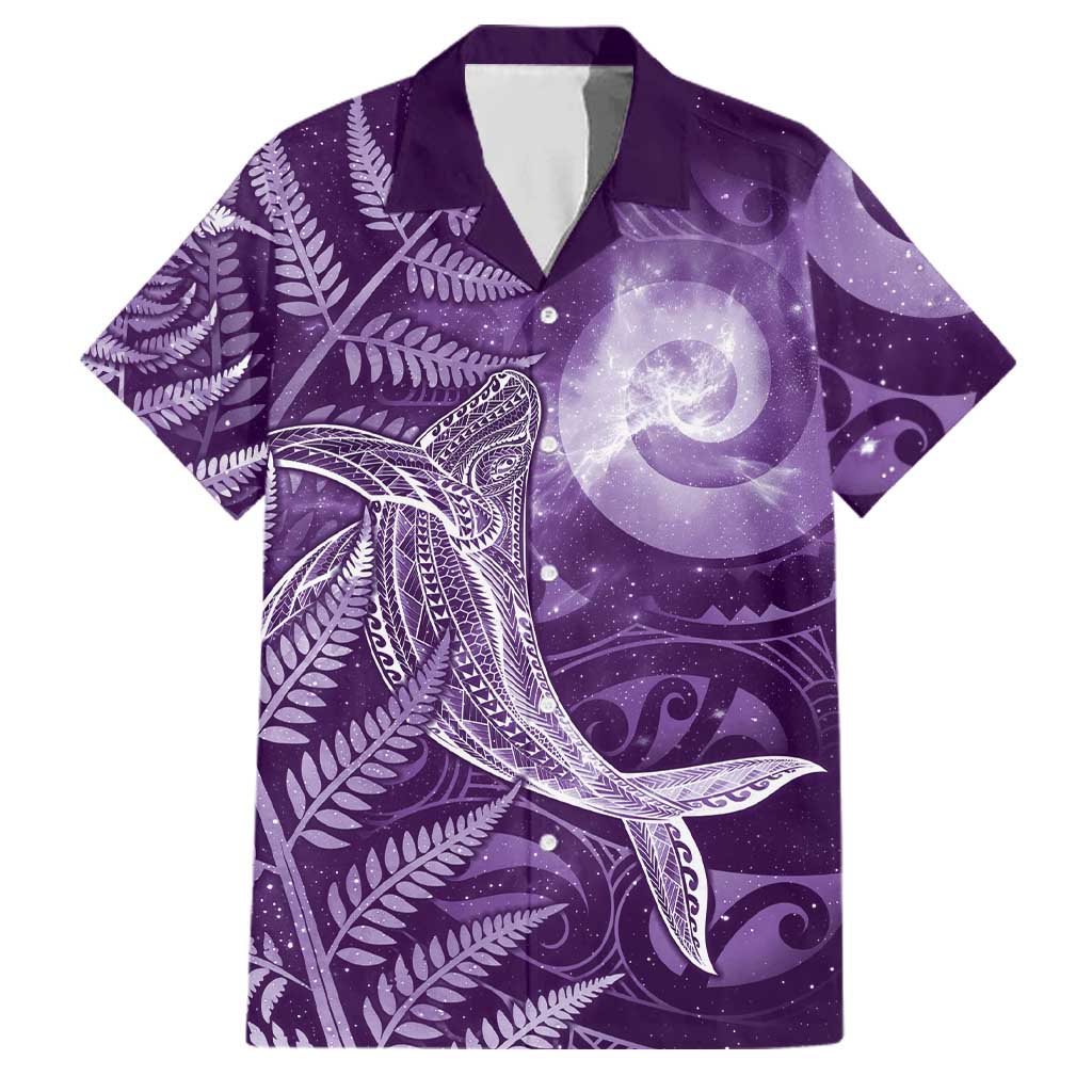 New Zealand Matariki Family Matching Off Shoulder Maxi Dress and Hawaiian Shirt Maori Koru With Humpback Whale Purple
