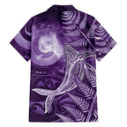 New Zealand Matariki Family Matching Off Shoulder Maxi Dress and Hawaiian Shirt Maori Koru With Humpback Whale Purple