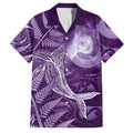 New Zealand Matariki Family Matching Short Sleeve Bodycon Dress and Hawaiian Shirt Maori Koru With Humpback Whale Purple
