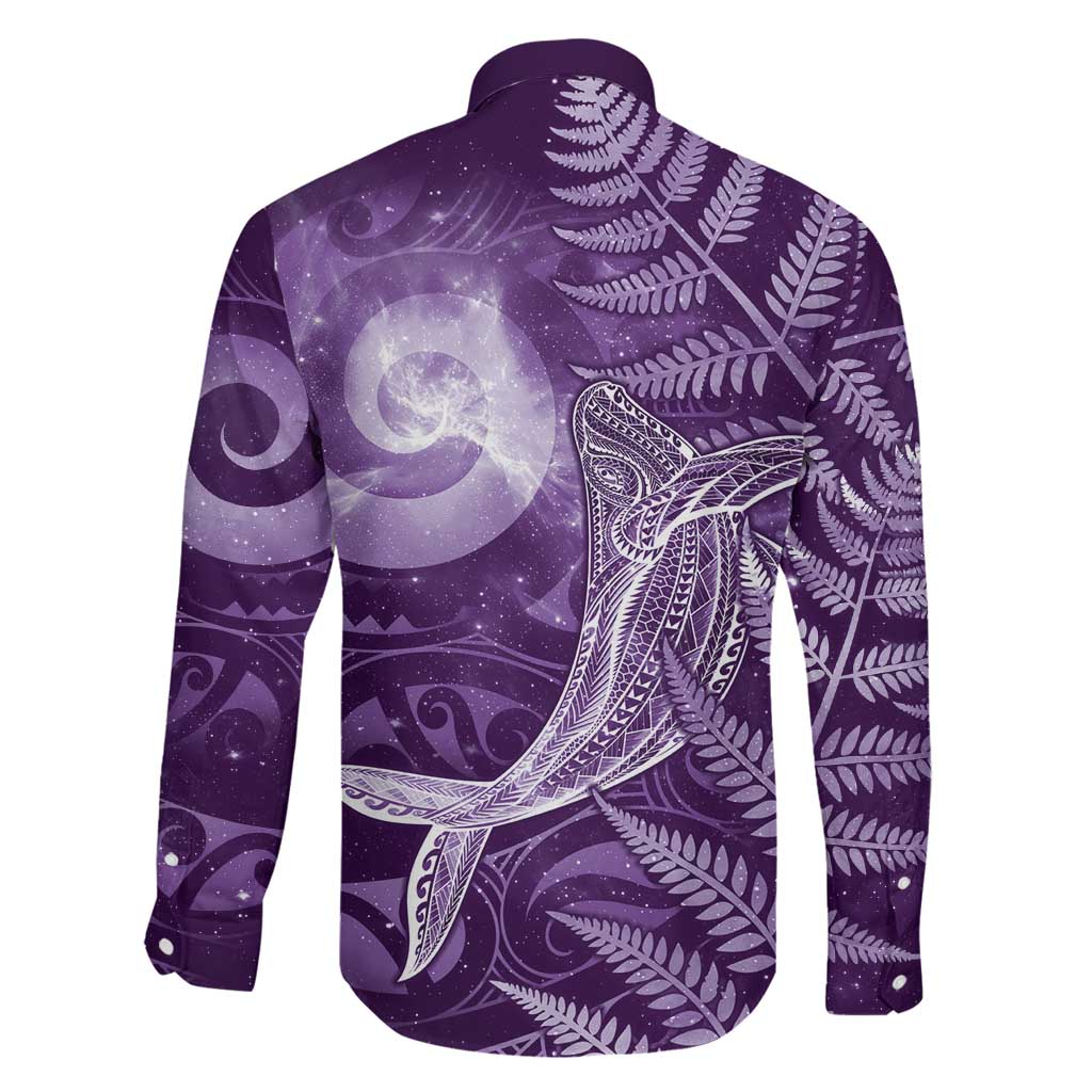 New Zealand Matariki Family Matching Short Sleeve Bodycon Dress and Hawaiian Shirt Maori Koru With Humpback Whale Purple