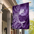 New Zealand Matariki Garden Flag Maori Koru With Humpback Whale Purple