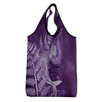 New Zealand Matariki Grocery Bag Maori Koru With Humpback Whale Purple