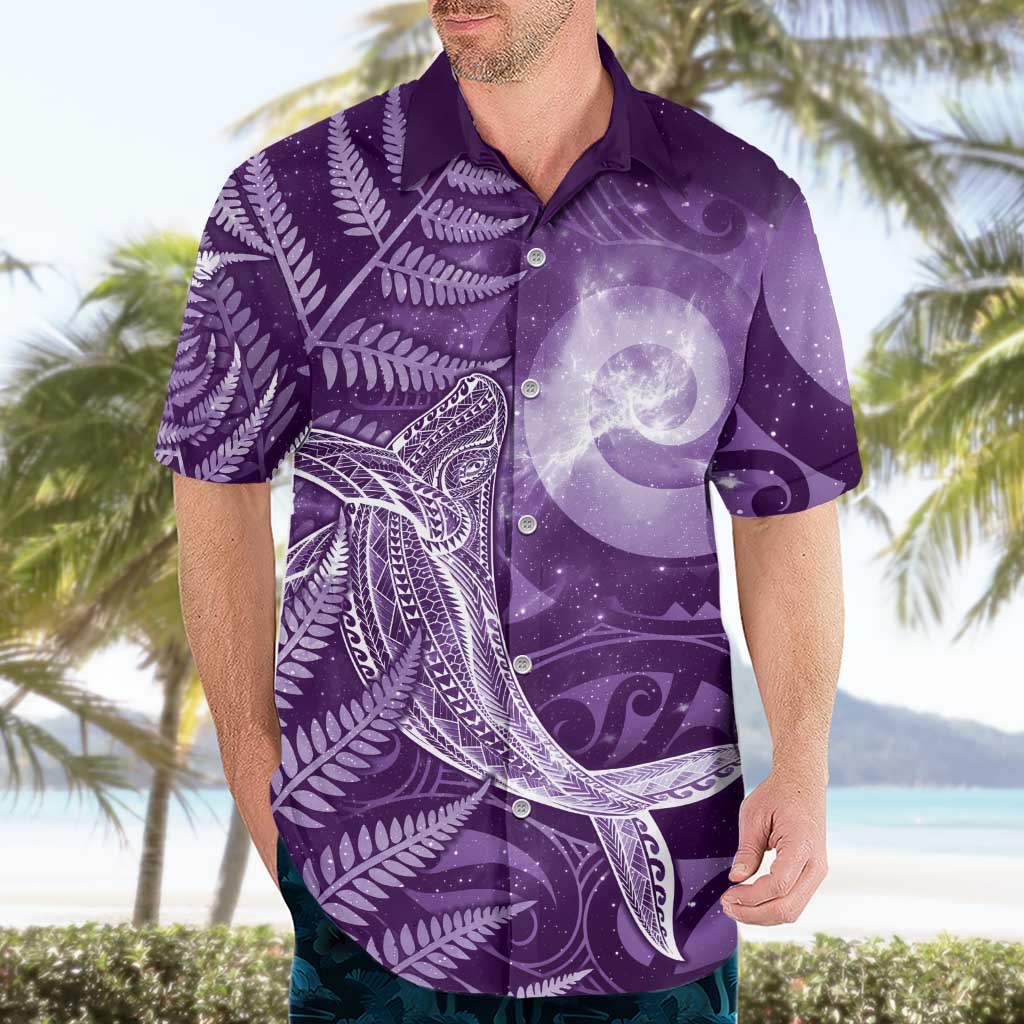 New Zealand Matariki Hawaiian Shirt Maori Koru With Humpback Whale Purple