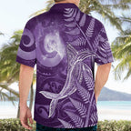 New Zealand Matariki Hawaiian Shirt Maori Koru With Humpback Whale Purple
