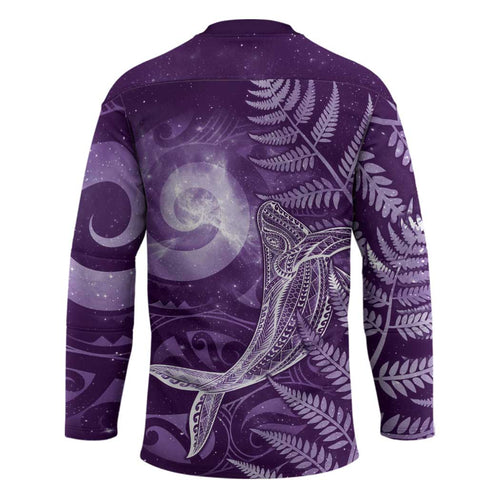New Zealand Matariki Hockey Jersey Maori Koru With Humpback Whale Purple