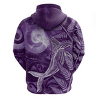 New Zealand Matariki Hoodie Maori Koru With Humpback Whale Purple