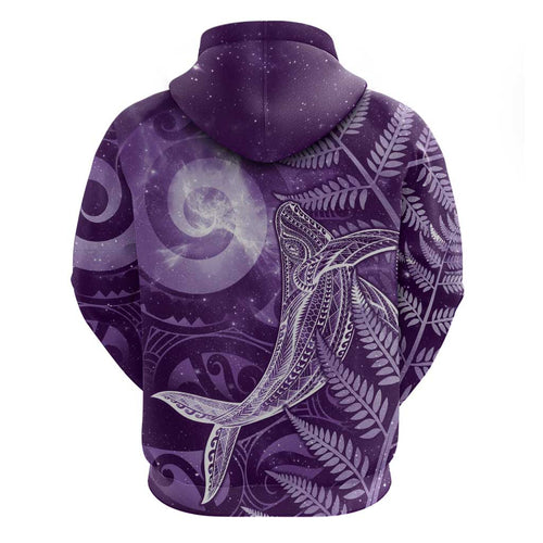 New Zealand Matariki Hoodie Maori Koru With Humpback Whale Purple