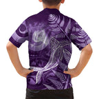 New Zealand Matariki Kid Hawaiian Shirt Maori Koru With Humpback Whale Purple