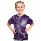 New Zealand Matariki Kid T Shirt Maori Koru With Humpback Whale Purple