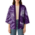 New Zealand Matariki Kimono Maori Koru With Humpback Whale Purple