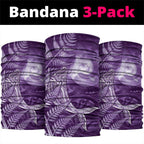 New Zealand Matariki Neck Gaiter Maori Koru With Humpback Whale Purple