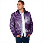 New Zealand Matariki Padded Jacket Maori Koru With Humpback Whale Purple