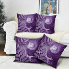 New Zealand Matariki Pillow Cover Maori Koru With Humpback Whale Purple