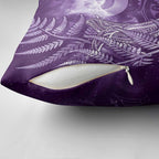 New Zealand Matariki Pillow Cover Maori Koru With Humpback Whale Purple