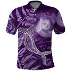New Zealand Matariki Polo Shirt Maori Koru With Humpback Whale Purple