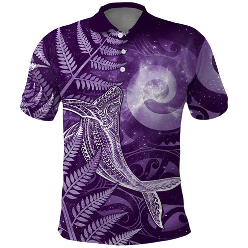 New Zealand Matariki Polo Shirt Maori Koru With Humpback Whale Purple