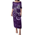 New Zealand Matariki Puletasi Maori Koru With Humpback Whale Purple