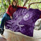 New Zealand Matariki Quilt Maori Koru With Humpback Whale Purple