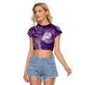 New Zealand Matariki Raglan Cropped T Shirt Maori Koru With Humpback Whale Purple