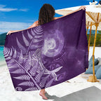 New Zealand Matariki Sarong Maori Koru With Humpback Whale Purple