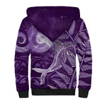 New Zealand Matariki Sherpa Hoodie Maori Koru With Humpback Whale Purple
