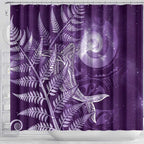 New Zealand Matariki Shower Curtain Maori Koru With Humpback Whale Purple