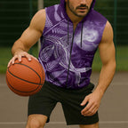 New Zealand Matariki Sleeveless Zip Hoodie Maori Koru With Humpback Whale Purple