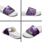 New Zealand Matariki Slide Sandals Maori Koru With Humpback Whale Purple