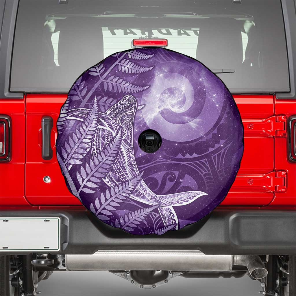 New Zealand Matariki Spare Tire Cover Maori Koru With Humpback Whale Purple