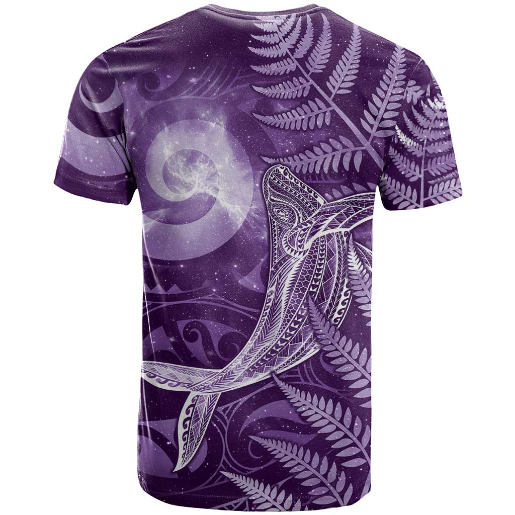 New Zealand Matariki T Shirt Maori Koru With Humpback Whale Purple