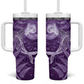 New Zealand Matariki Tumbler With Handle Maori Koru With Humpback Whale Purple