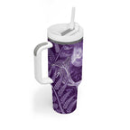 New Zealand Matariki Tumbler With Handle Maori Koru With Humpback Whale Purple