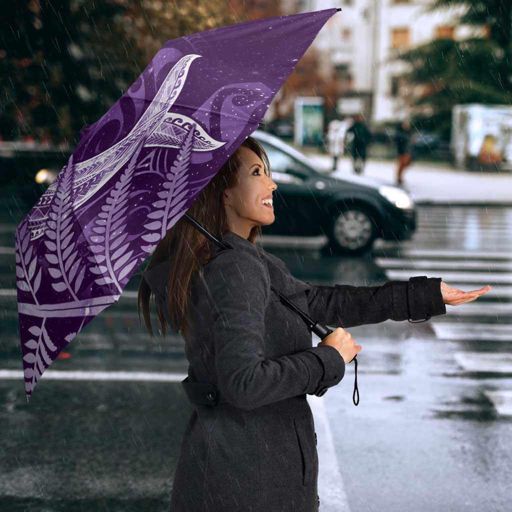 New Zealand Matariki Umbrella Maori Koru With Humpback Whale Purple