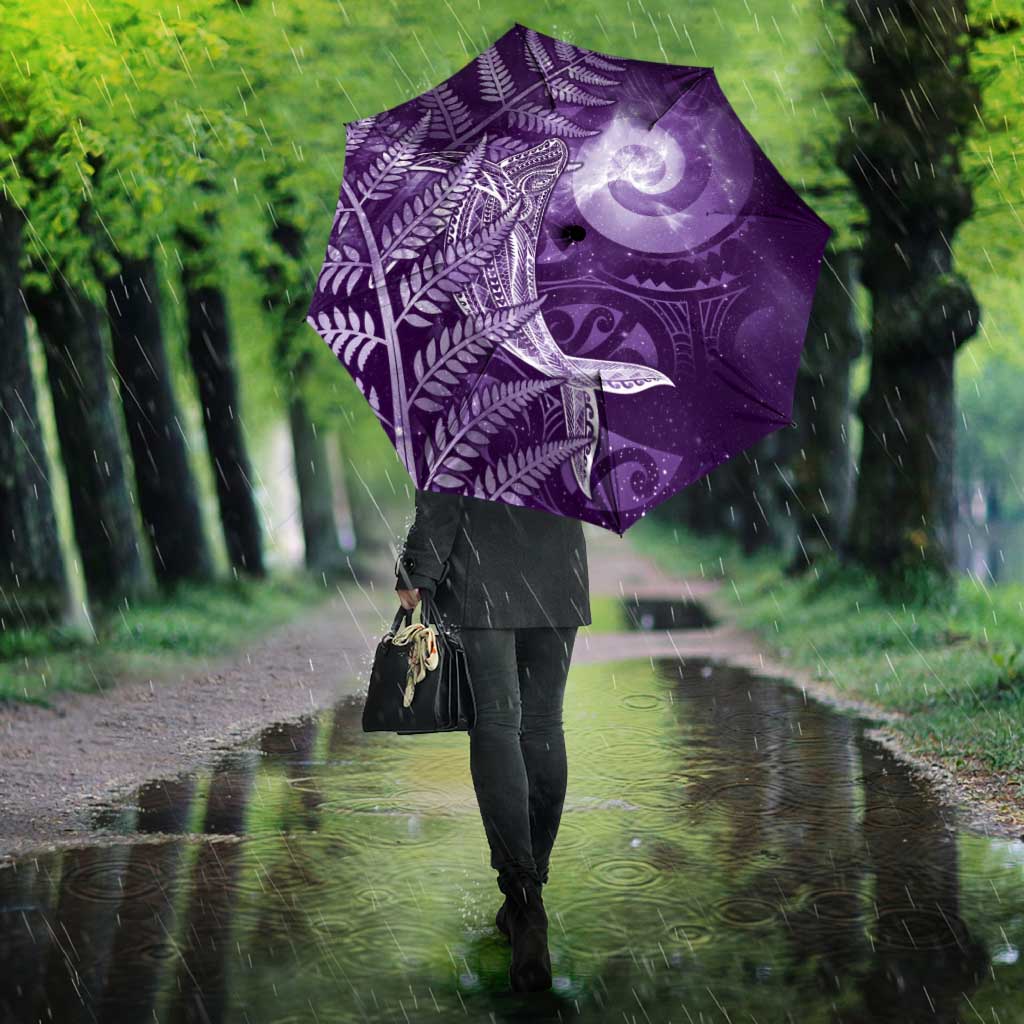 New Zealand Matariki Umbrella Maori Koru With Humpback Whale Purple