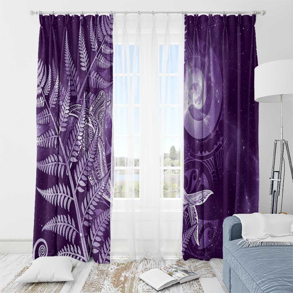 New Zealand Matariki Window Curtain Maori Koru With Humpback Whale Purple
