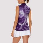 New Zealand Matariki Women Sleeveless Polo Shirt Maori Koru With Humpback Whale Purple