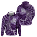New Zealand Matariki Zip Hoodie Maori Koru With Humpback Whale Purple