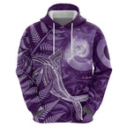 New Zealand Matariki Zip Hoodie Maori Koru With Humpback Whale Purple