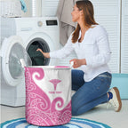 Personalised New Zealand Nurse Laundry Basket Maori Koru Pink Version