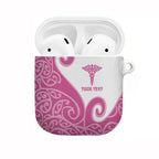 Personalised New Zealand Nurse AirPods Case Maori Koru Pink Version