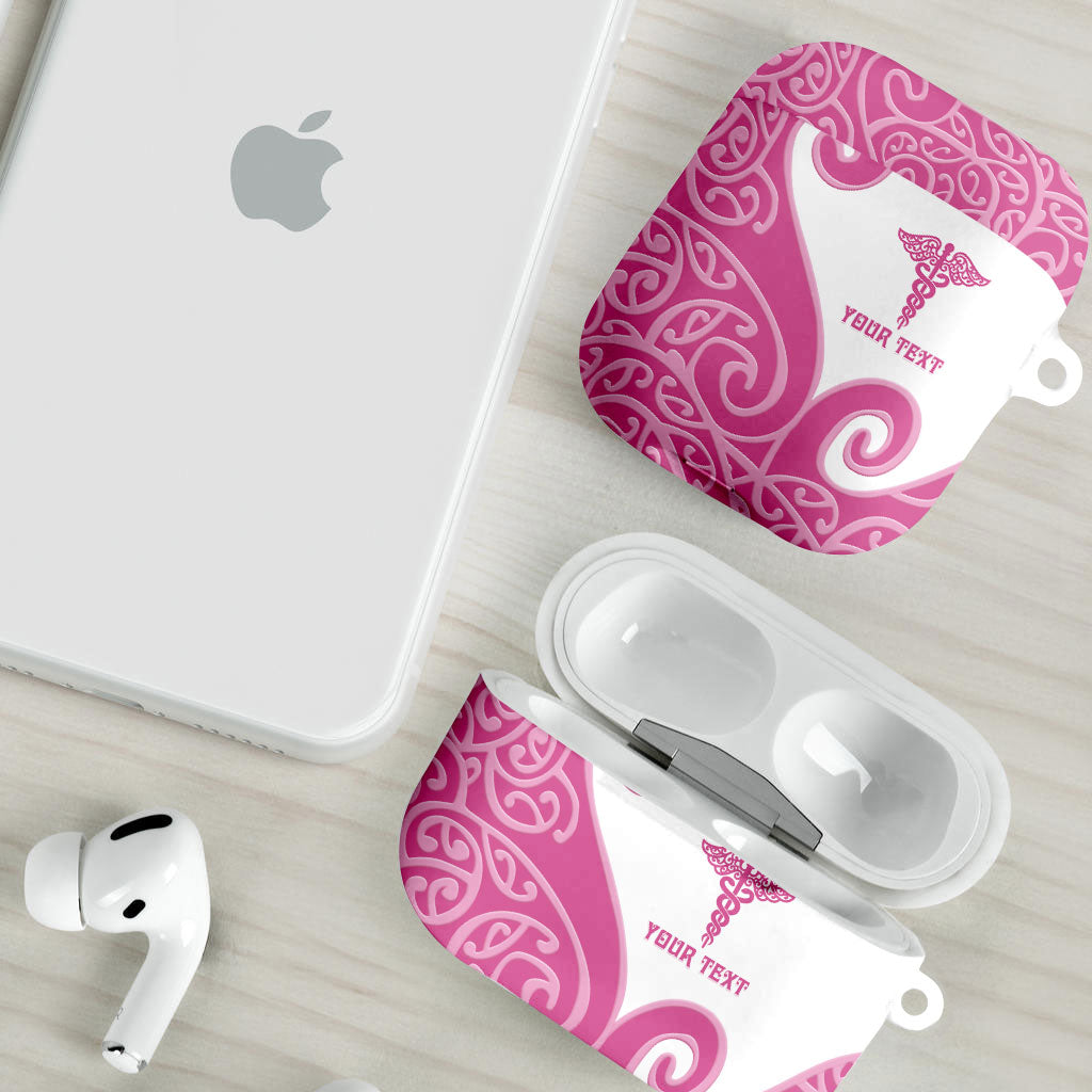 Personalised New Zealand Nurse AirPods Case Maori Koru Pink Version