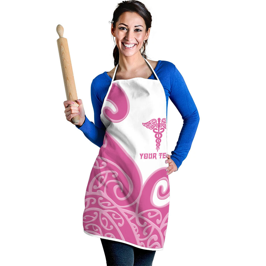 Personalised New Zealand Nurse Apron Maori Koru Pink Version